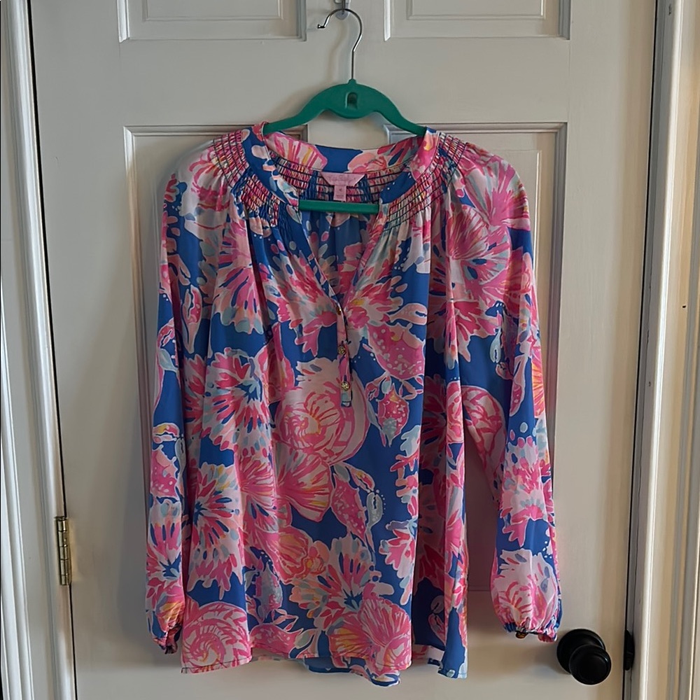 Floral Blue and Pink Women's Top